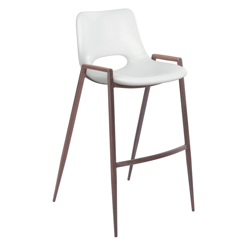Set of Two White And Brown Steel Low Back Bar Height Bar Chairs By Homeroots | Bar Stools | Modishstore - 5