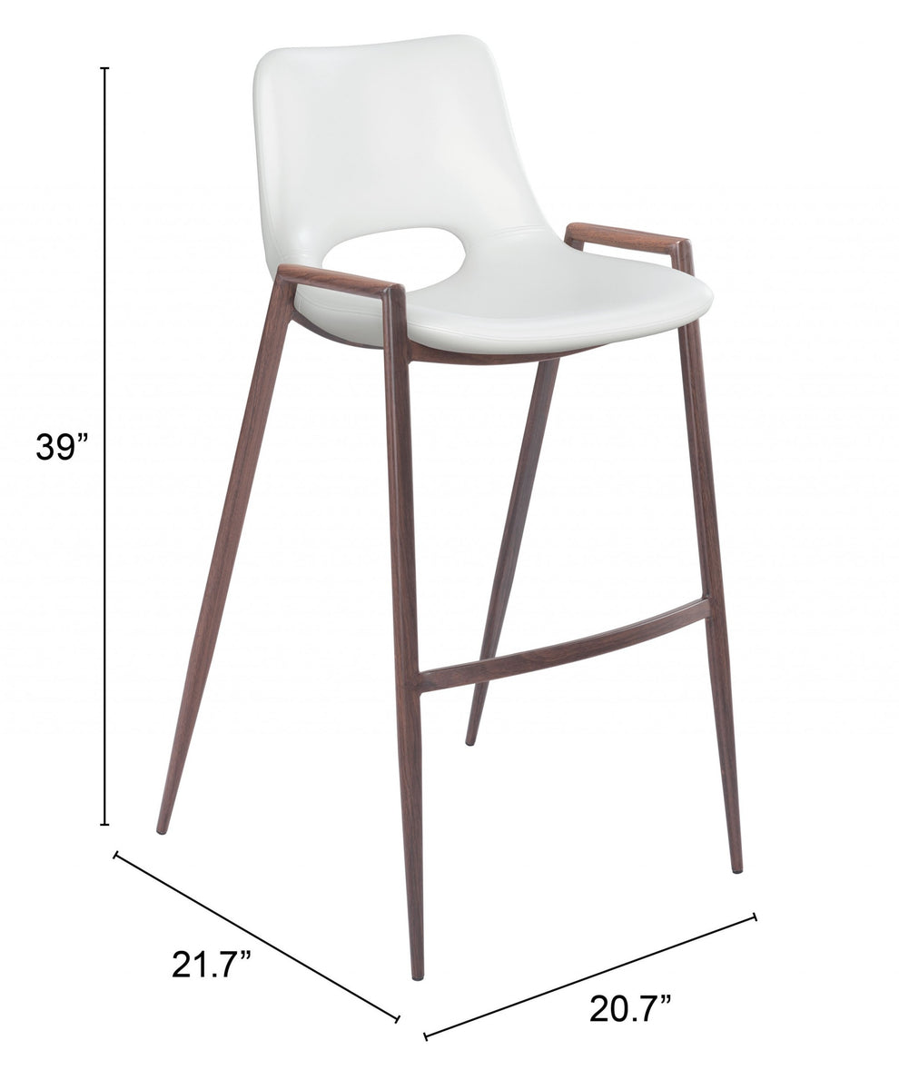Set of Two White And Brown Steel Low Back Bar Height Bar Chairs By Homeroots | Bar Stools | Modishstore - 8