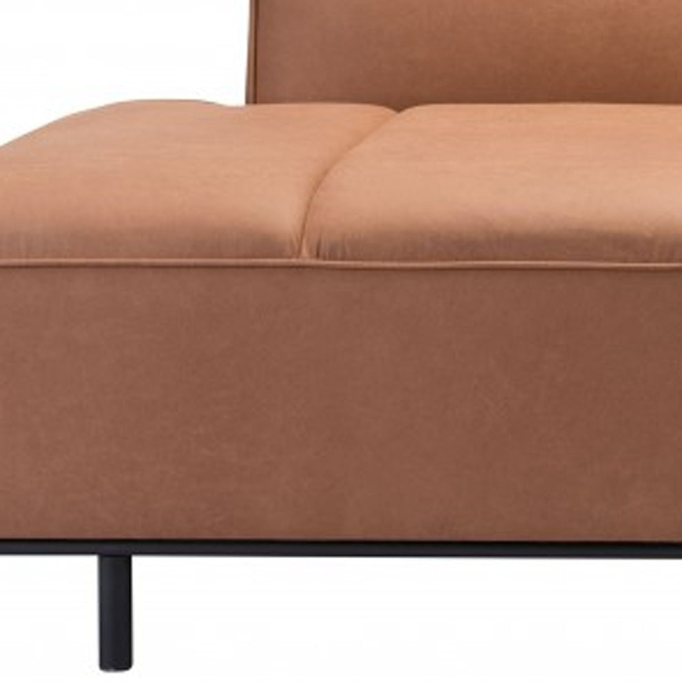 Brown Faux Leather Sofa With Black Legs By Homeroots | Sofas | Modishstore - 7