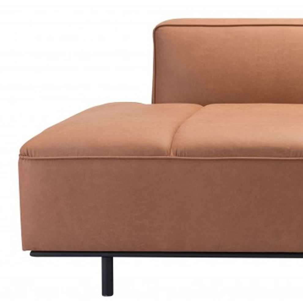 Brown Faux Leather Sofa With Black Legs By Homeroots | Sofas | Modishstore - 8