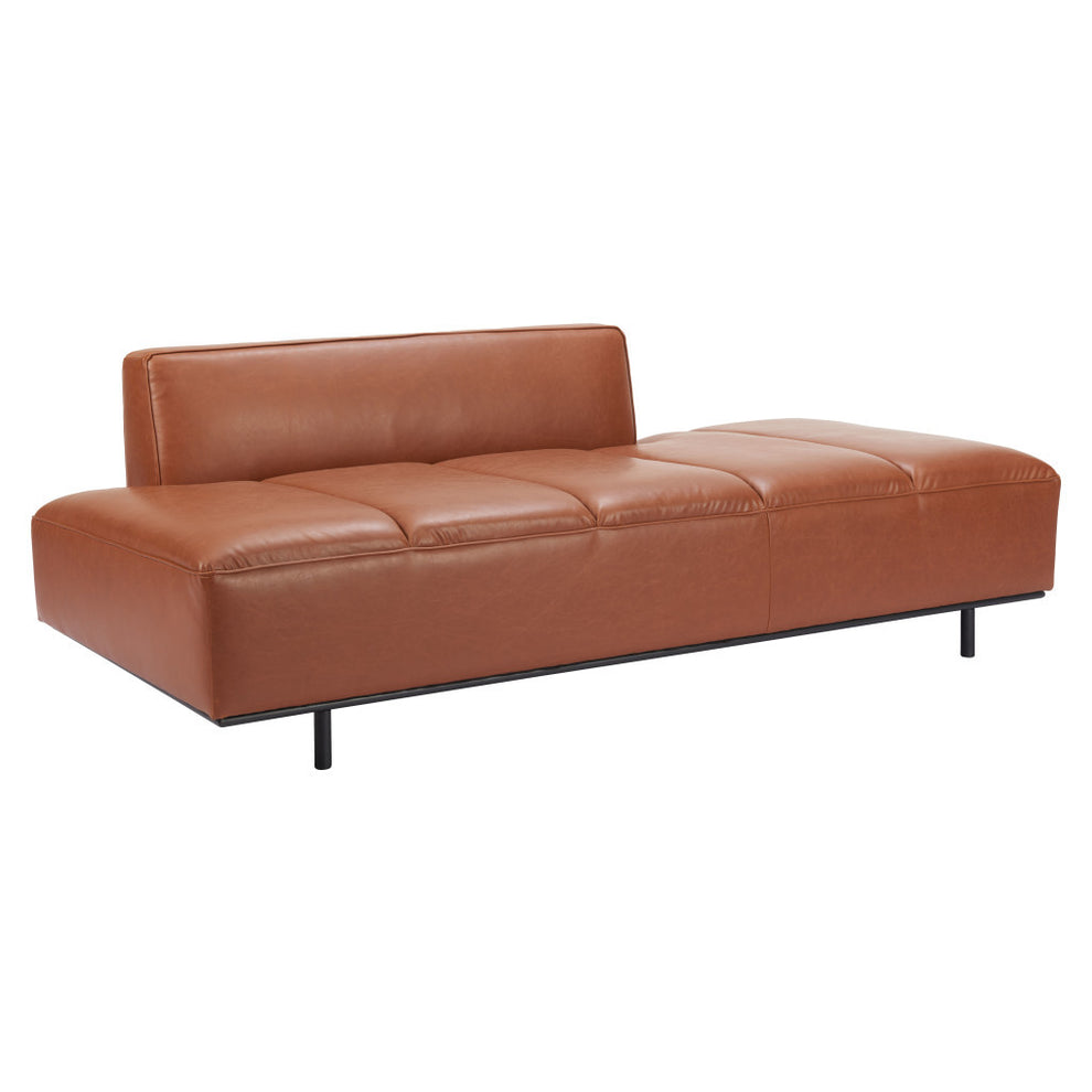Brown Faux Leather Sofa With Black Legs By Homeroots | Sofas | Modishstore - 3