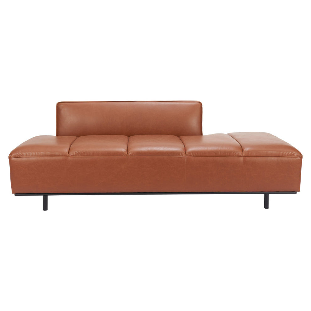 Brown Faux Leather Sofa With Black Legs By Homeroots | Sofas | Modishstore - 2