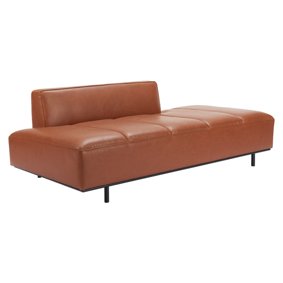 Brown Faux Leather Sofa With Black Legs By Homeroots | Sofas | Modishstore - 5