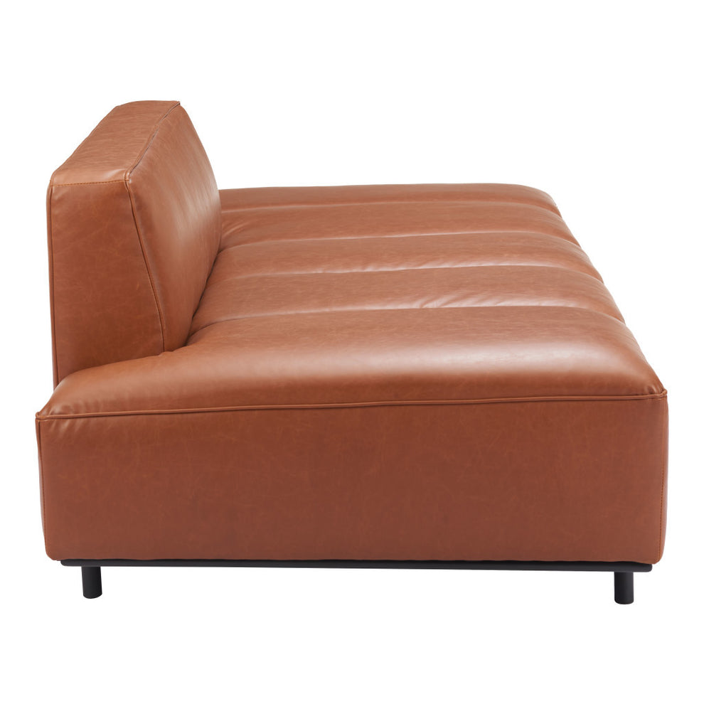 Brown Faux Leather Sofa With Black Legs By Homeroots | Sofas | Modishstore - 6