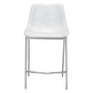 Set of Two White And Silver Steel Low Back Counter Height Bar Chairs By Homeroots | Bar Stools | Modishstore - 3