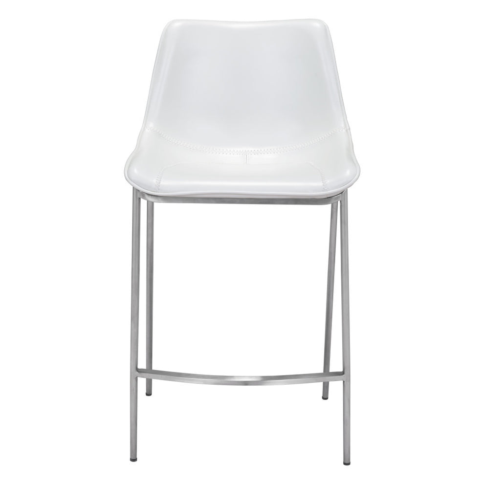 Set of Two White And Silver Steel Low Back Counter Height Bar Chairs By Homeroots | Bar Stools | Modishstore - 3