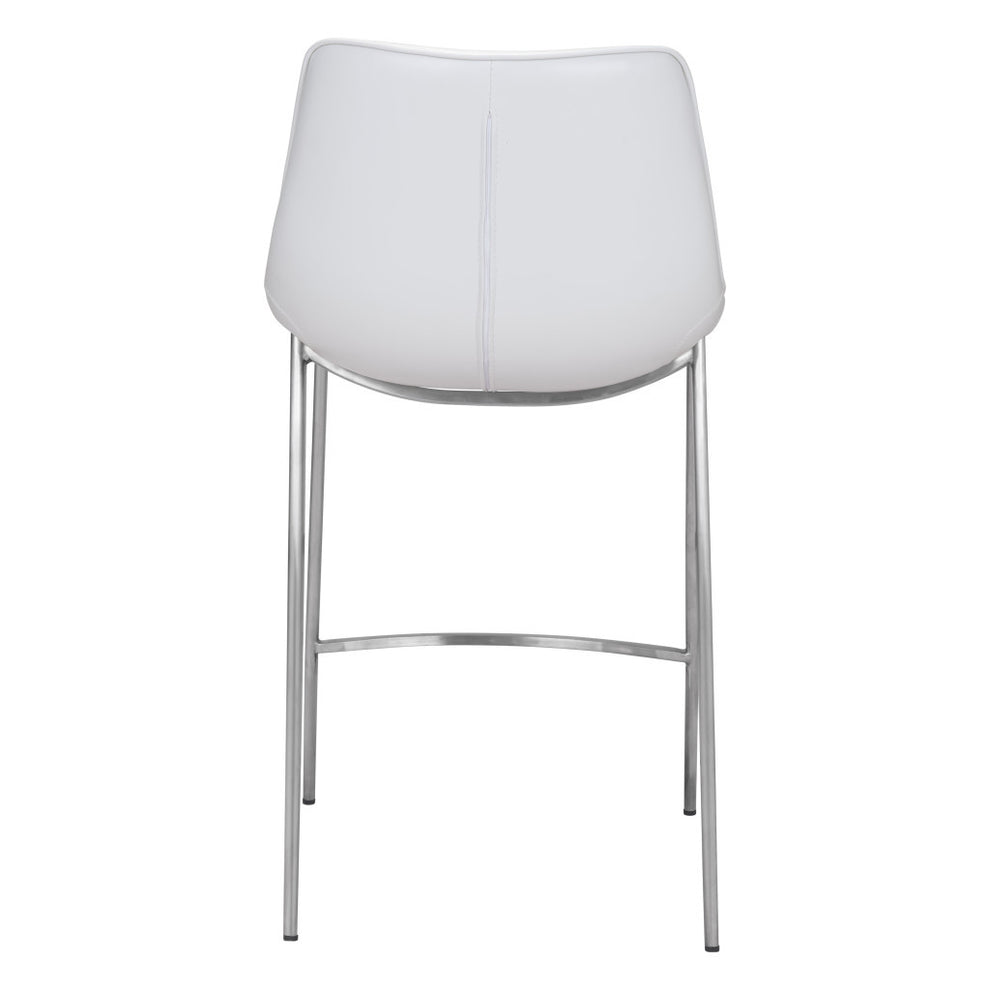 Set of Two White And Silver Steel Low Back Counter Height Bar Chairs By Homeroots | Bar Stools | Modishstore - 4
