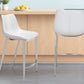Set of Two White And Silver Steel Low Back Counter Height Bar Chairs By Homeroots | Bar Stools | Modishstore - 2