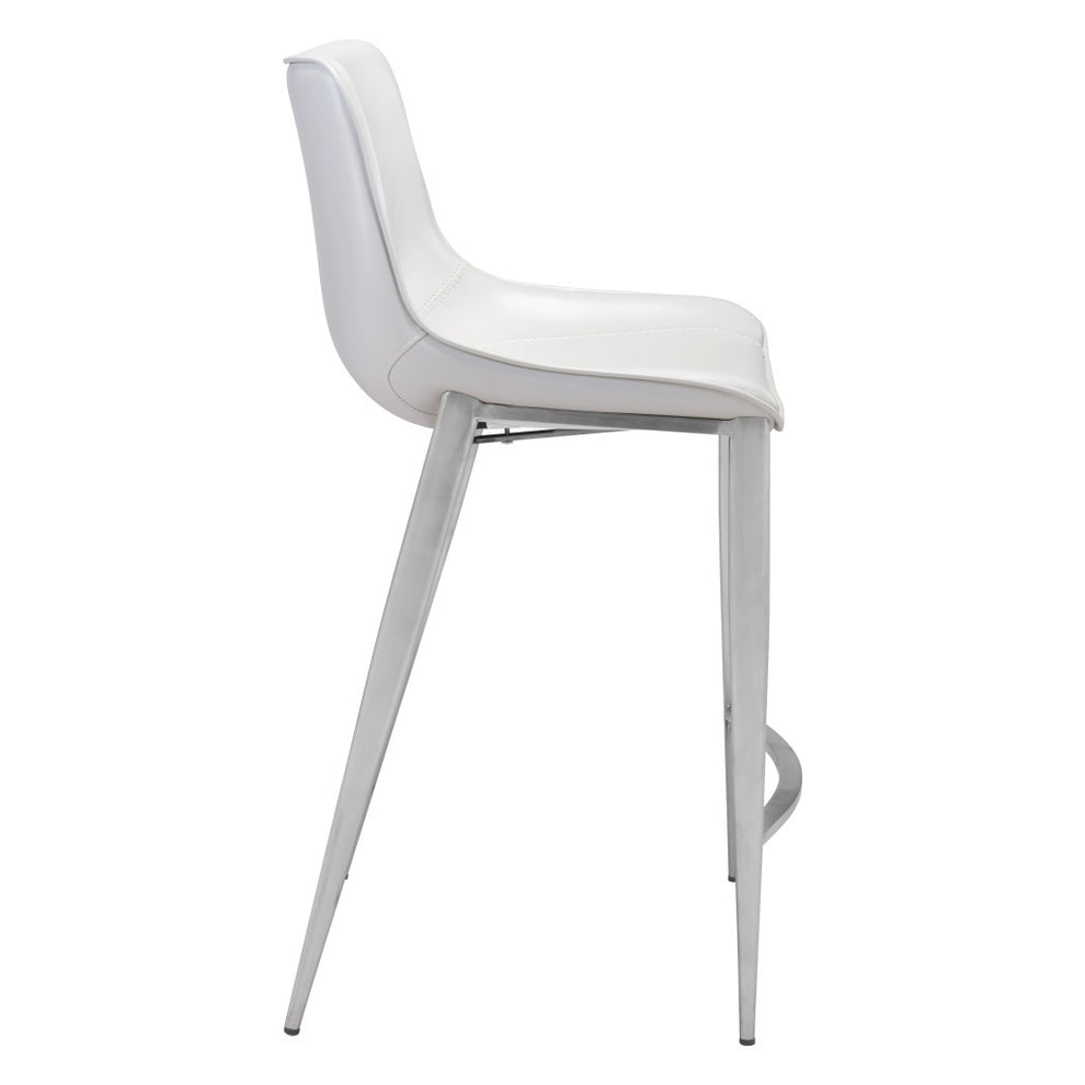 Set of Two White And Silver Steel Low Back Counter Height Bar Chairs By Homeroots | Bar Stools | Modishstore - 5