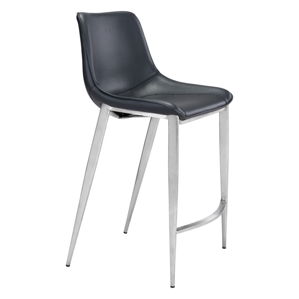 Set of Two Black And Silver Steel Low Back Counter Height Bar Chairs By Homeroots | Bar Stools | Modishstore - 3