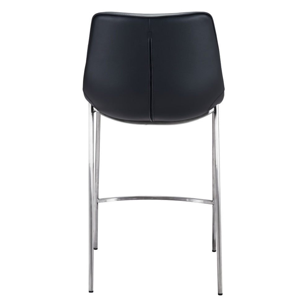 Set of Two Black And Silver Steel Low Back Counter Height Bar Chairs By Homeroots | Bar Stools | Modishstore - 4
