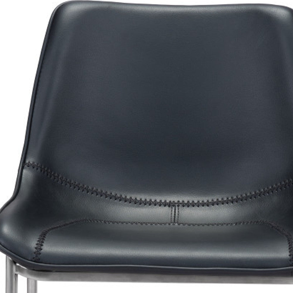 Set of Two Black And Silver Steel Low Back Counter Height Bar Chairs By Homeroots | Bar Stools | Modishstore - 6