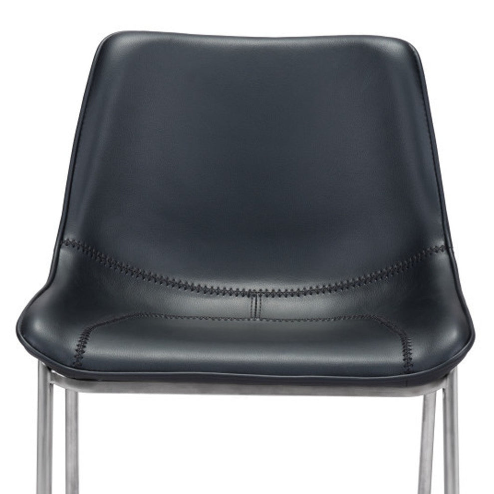 Set of Two Black And Silver Steel Low Back Counter Height Bar Chairs By Homeroots | Bar Stools | Modishstore - 8