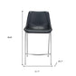 Set of Two Black And Silver Steel Low Back Counter Height Bar Chairs By Homeroots | Bar Stools | Modishstore - 7