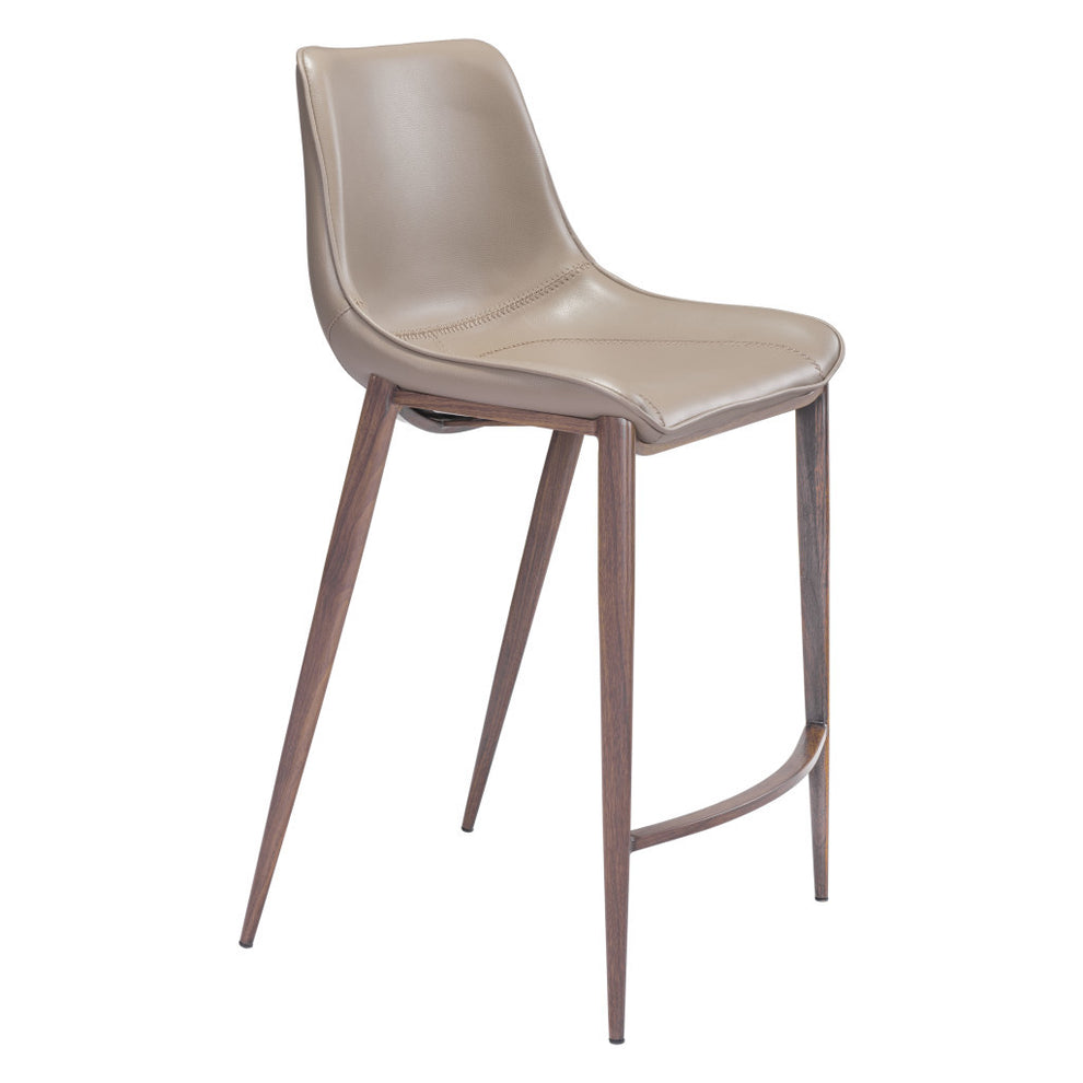 Set of Two Gray and Brown Steel Low Back Counter Height Bar Chairs By Homeroots | Bar Stools | Modishstore - 5