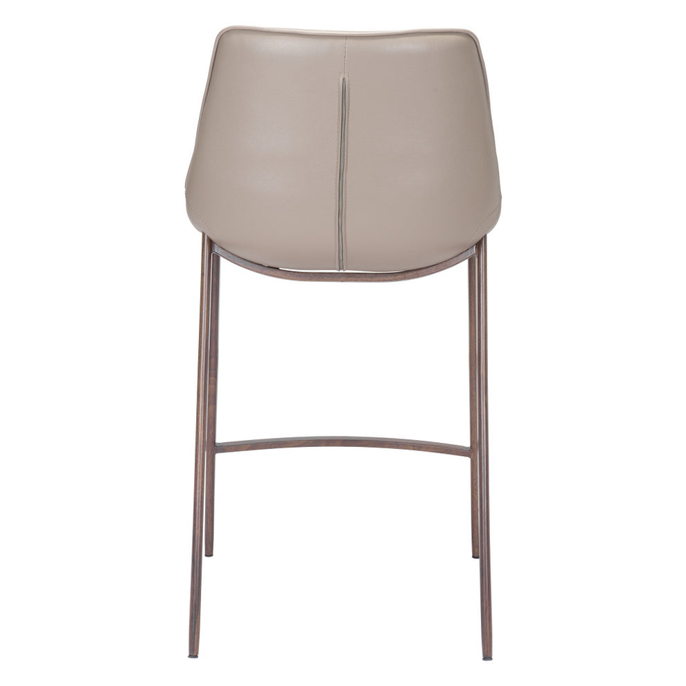 Set of Two Gray and Brown Steel Low Back Counter Height Bar Chairs By Homeroots | Bar Stools | Modishstore - 3