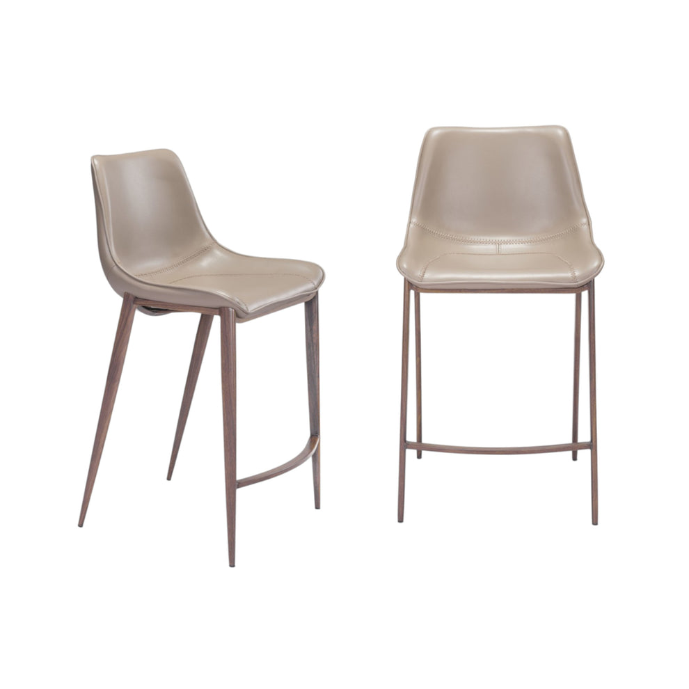 Set of Two Gray and Brown Steel Low Back Counter Height Bar Chairs By Homeroots | Bar Stools | Modishstore - 6