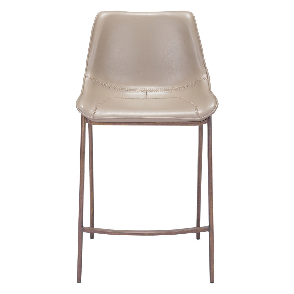 Set of Two Gray and Brown Steel Low Back Counter Height Bar Chairs By Homeroots | Bar Stools | Modishstore - 2