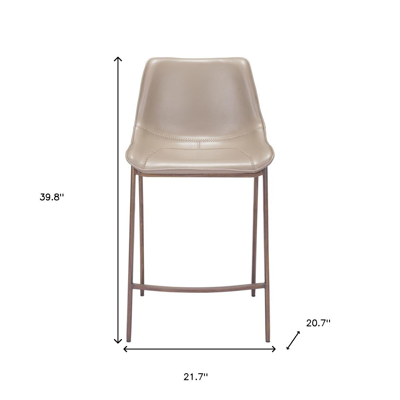 Set of Two Gray and Brown Steel Low Back Counter Height Bar Chairs By Homeroots | Bar Stools | Modishstore - 7