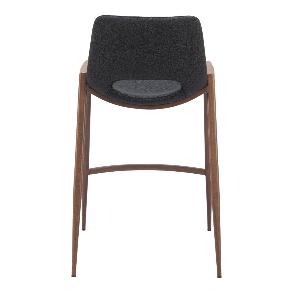 Set of Two Black And Brown Steel Low Back Counter Height Bar Chairs By Homeroots | Bar Stools | Modishstore - 3