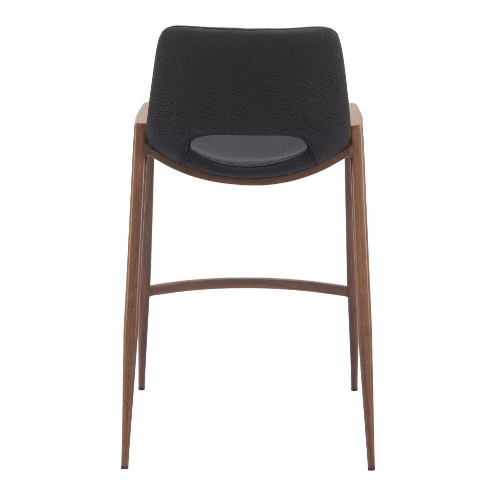 Set of Two Black And Brown Steel Low Back Counter Height Bar Chairs By Homeroots | Bar Stools | Modishstore - 3