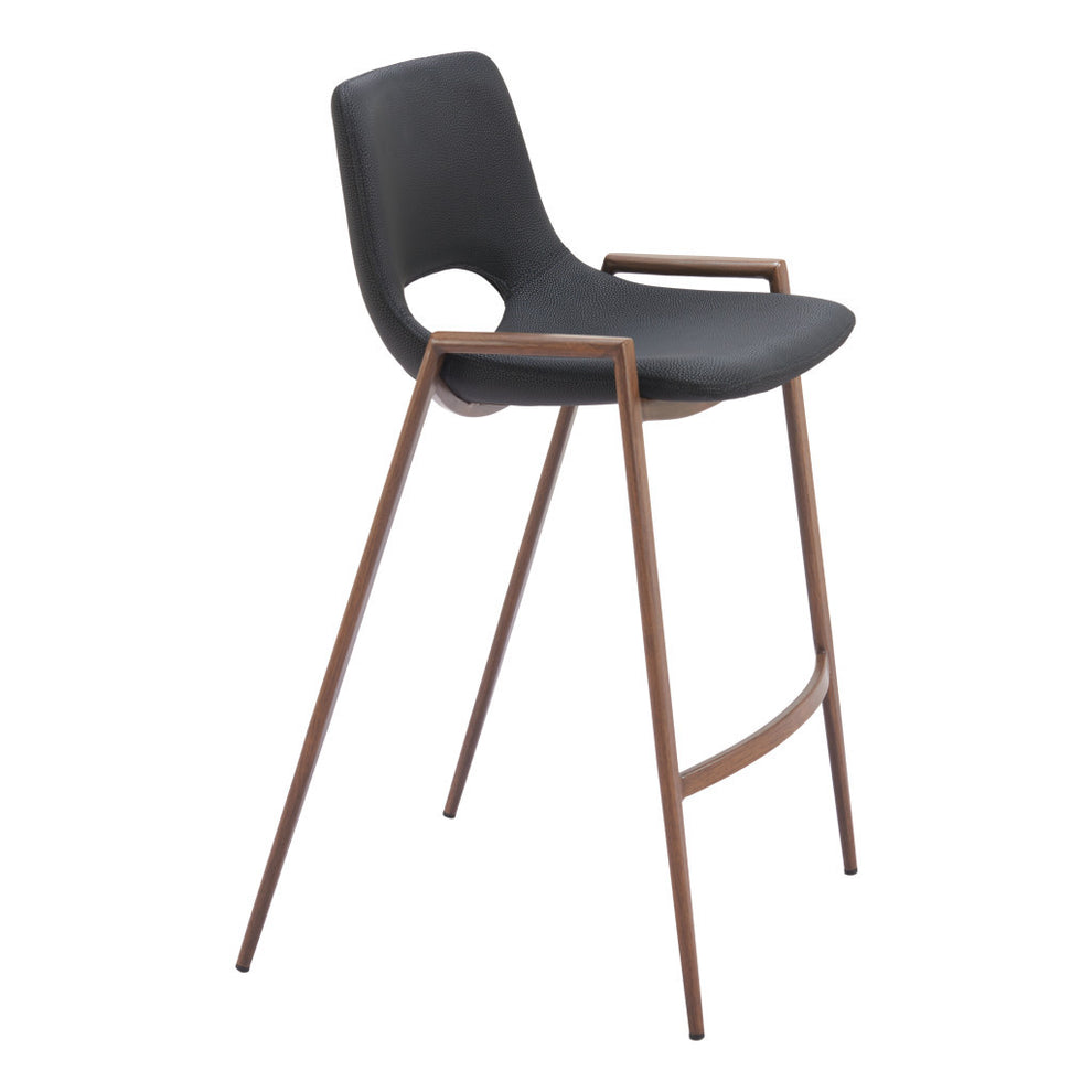Set of Two Black And Brown Steel Low Back Counter Height Bar Chairs By Homeroots | Bar Stools | Modishstore - 4