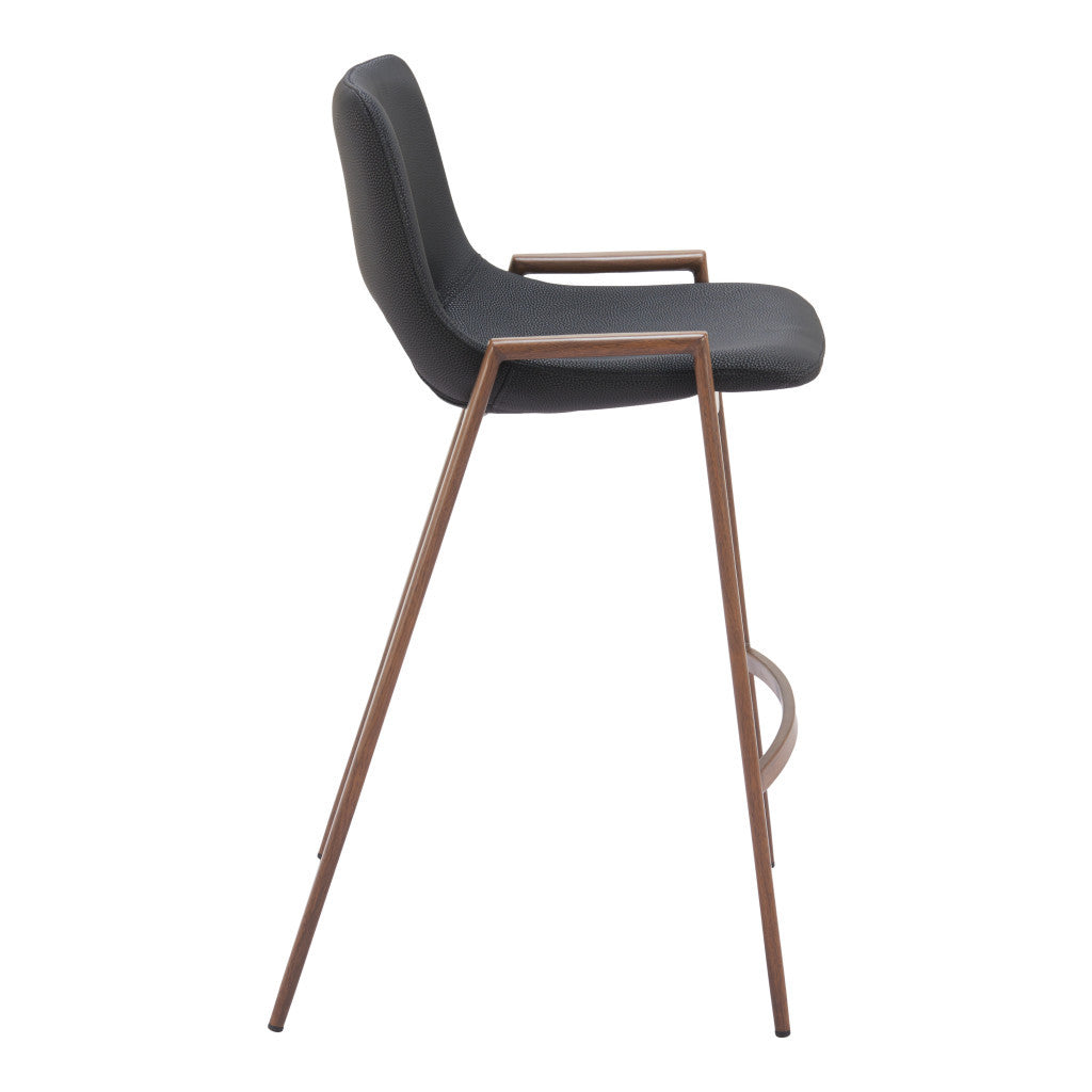 Set of Two Black And Brown Steel Low Back Counter Height Bar Chairs By Homeroots | Bar Stools | Modishstore - 6