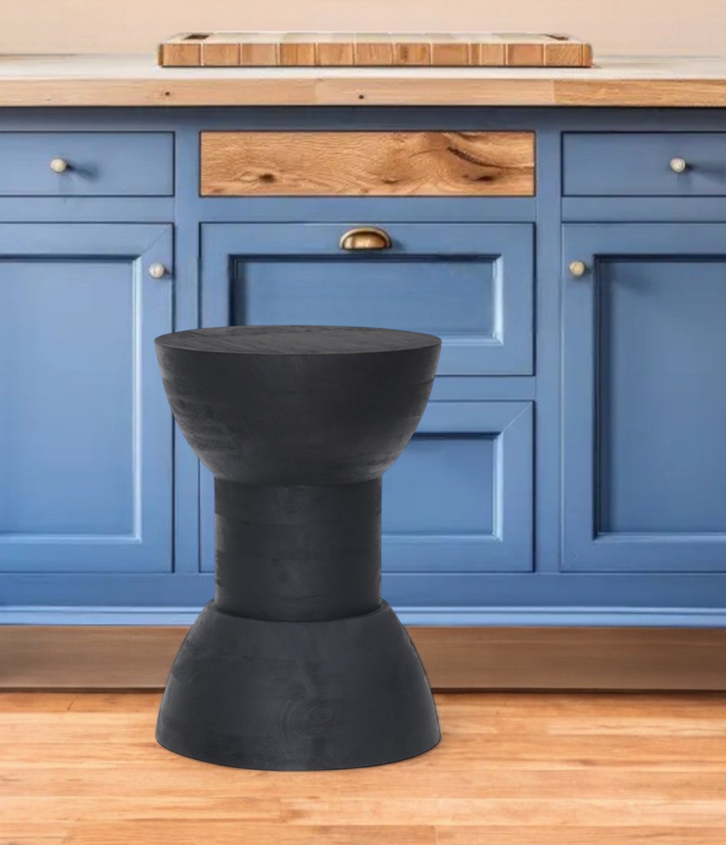 Black Solid Wood Backless Bar Chair By Homeroots | Bar Stools | Modishstore - 7