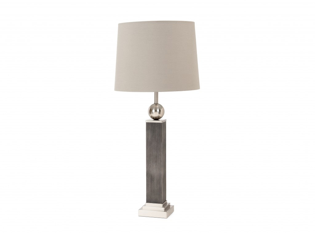 Set of Two Modern Distressed Gray and Silver Table Lamps By Homeroots | Table Lamps | Modishstore - 1