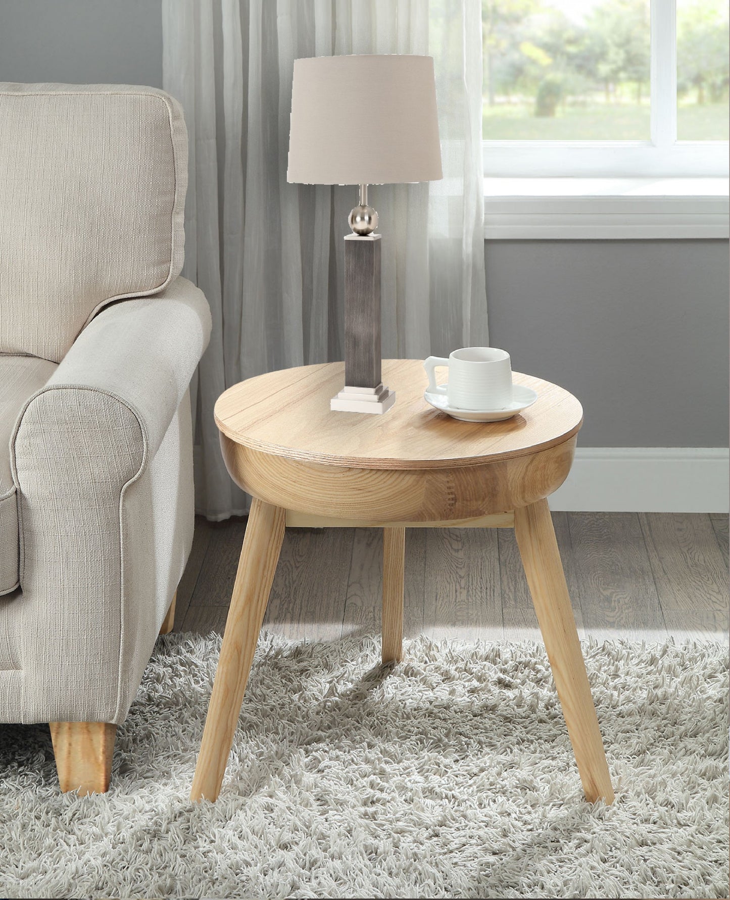 Set of Two Modern Distressed Gray and Silver Table Lamps By Homeroots | Table Lamps | Modishstore - 5