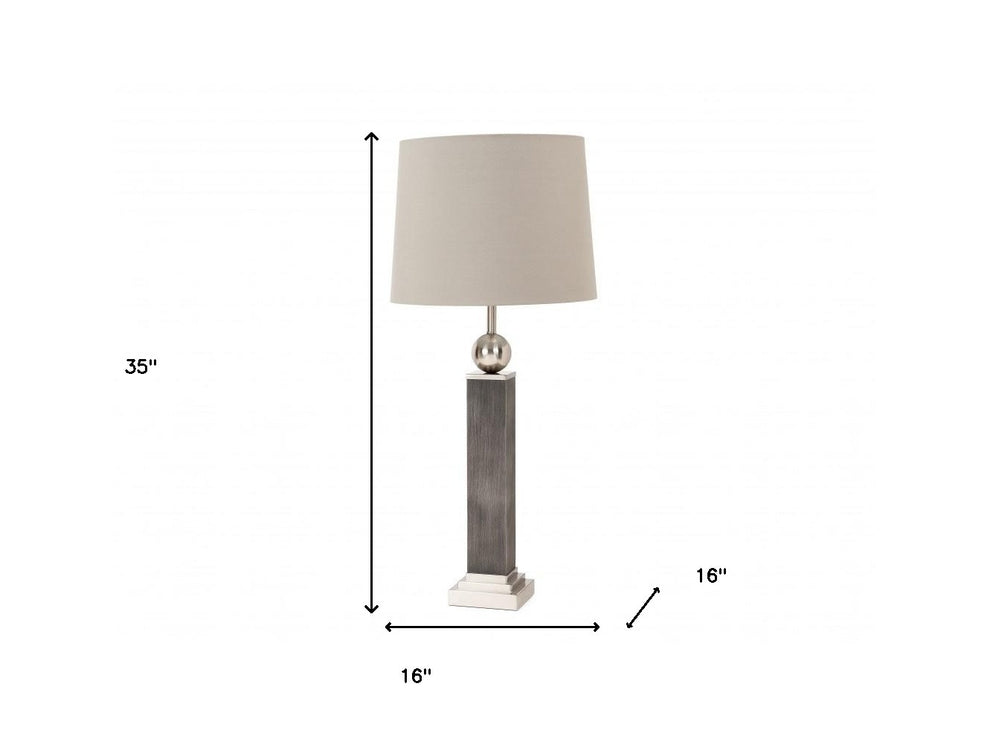 Set of Two Modern Distressed Gray and Silver Table Lamps By Homeroots | Table Lamps | Modishstore - 6