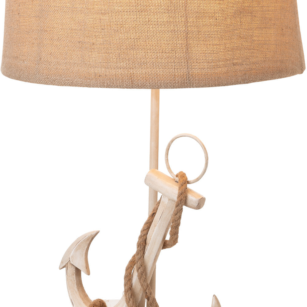 Set of Two Tan and White Anchor Table Lamps By Homeroots | Table Lamps | Modishstore - 6