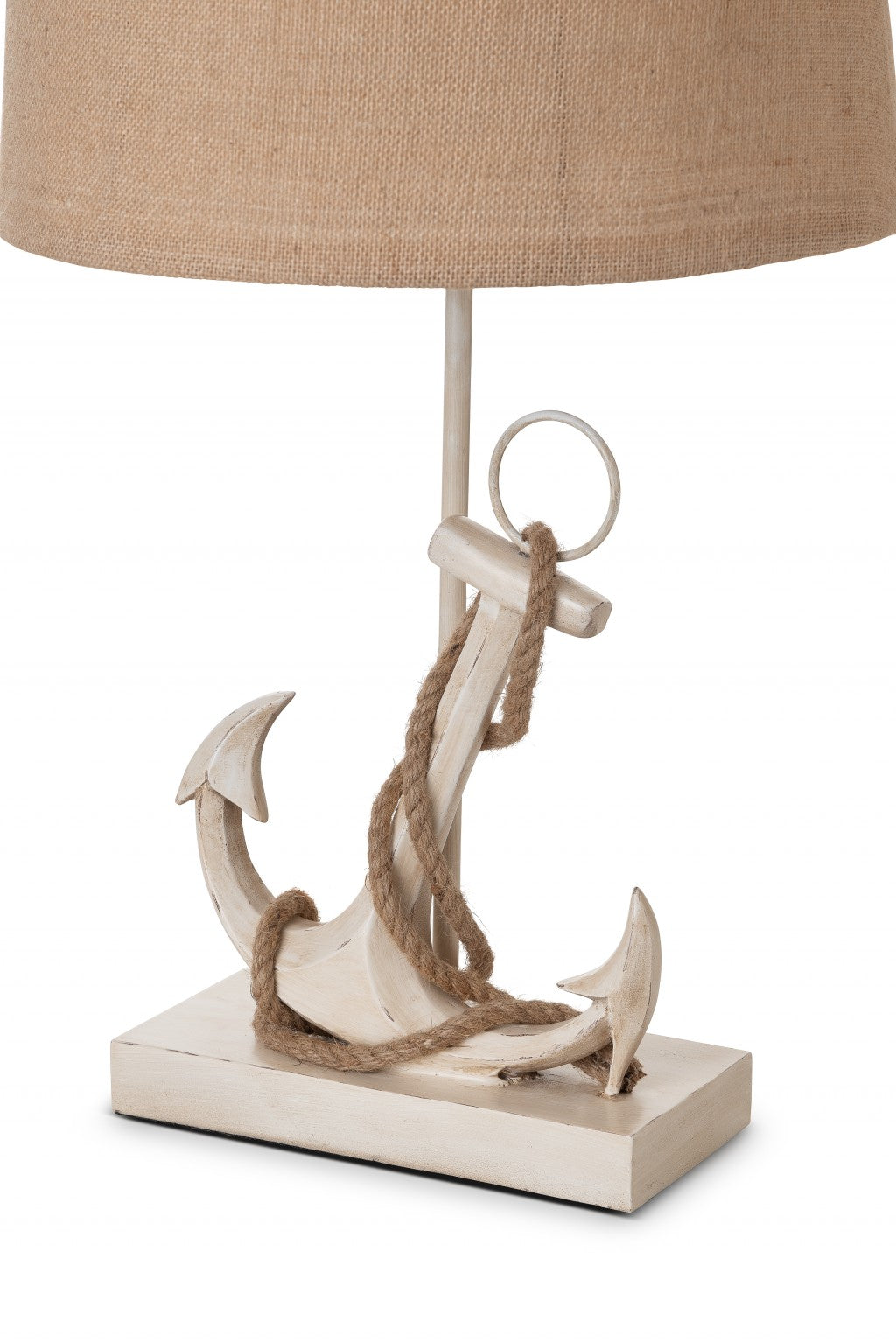 Set of Two Tan and White Anchor Table Lamps By Homeroots | Table Lamps | Modishstore - 3