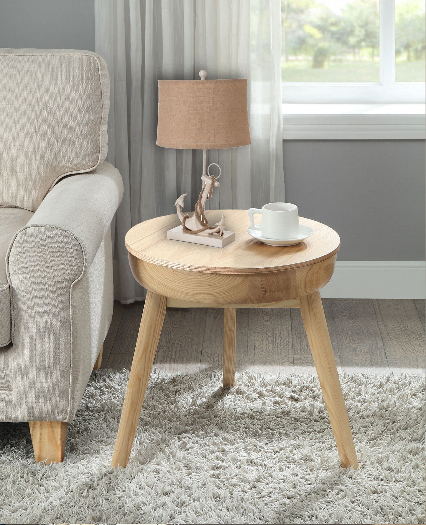 Set of Two Tan and White Anchor Table Lamps By Homeroots | Table Lamps | Modishstore - 8