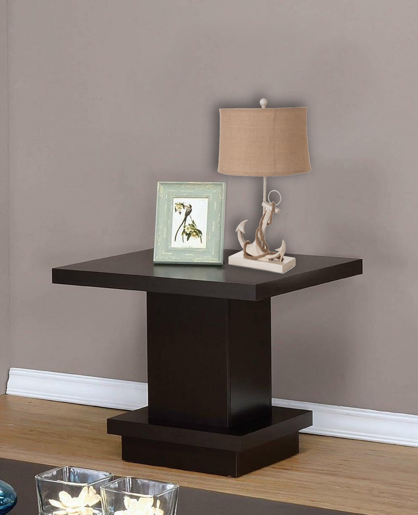 Set of Two Tan and White Anchor Table Lamps By Homeroots | Table Lamps | Modishstore - 7