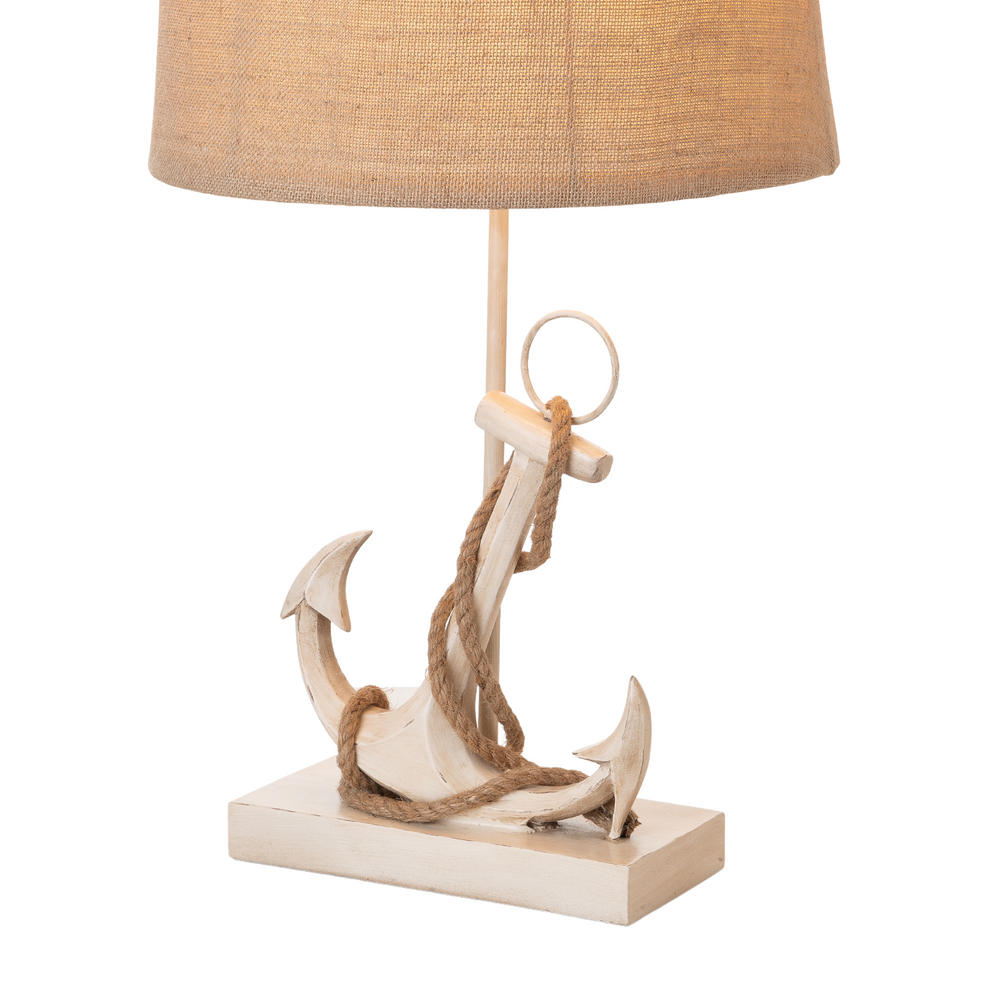 Set of Two Tan and White Anchor Table Lamps By Homeroots | Table Lamps | Modishstore - 2