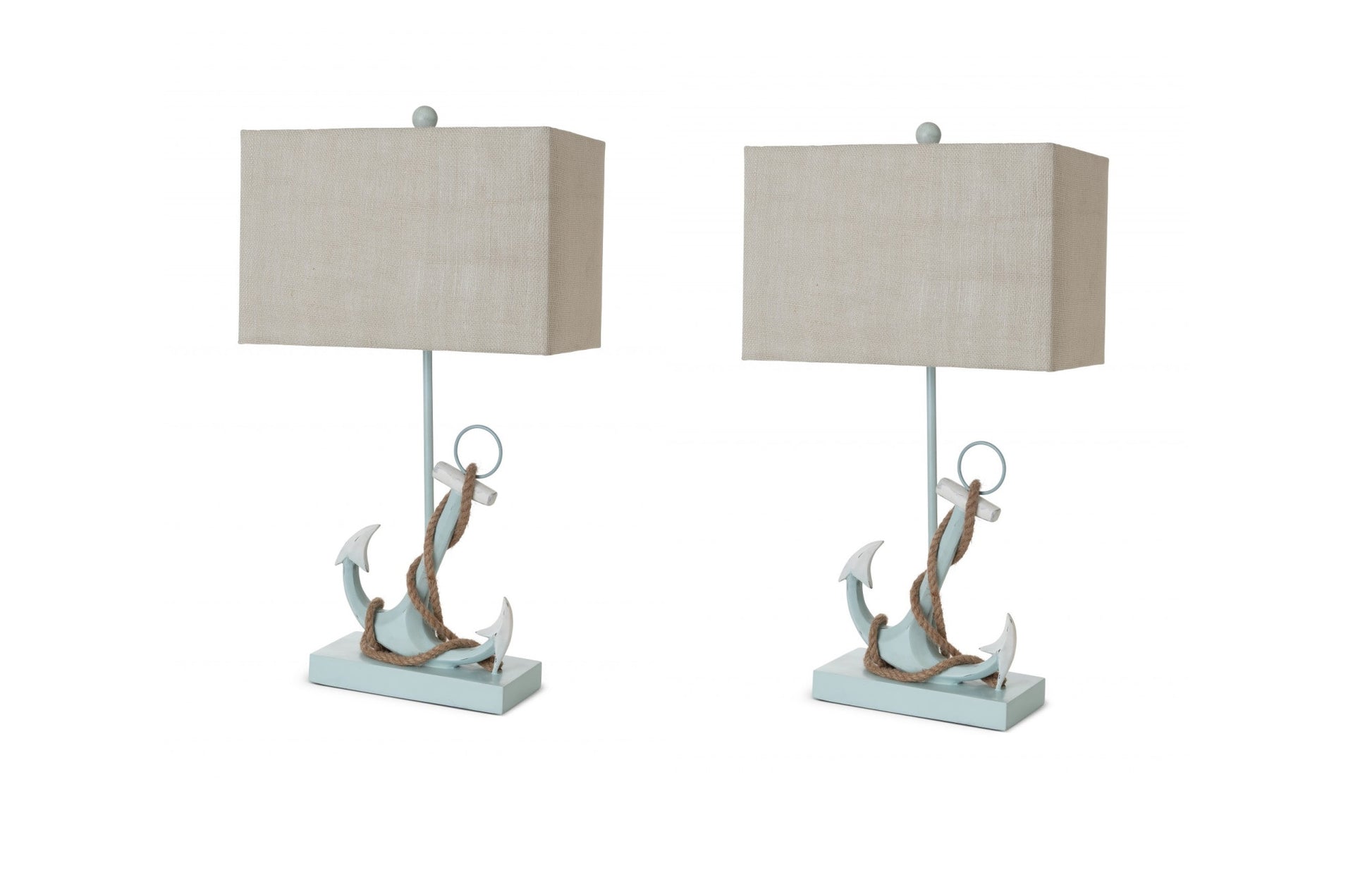 Set of Two Blue Coastal Anchor Table Lamps With Beige Shade By Homeroots | Table Lamps | Modishstore - 5