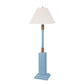 Light Blue Polyresin Floor Lamp With Tan Linen Shade By Homeroots | Floor Lamps | Modishstore - 1