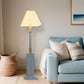 Light Blue Polyresin Floor Lamp With Tan Linen Shade By Homeroots | Floor Lamps | Modishstore - 2