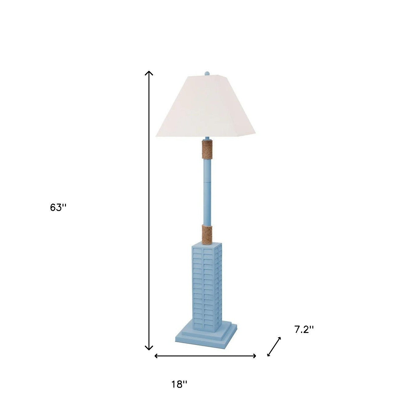 Light Blue Polyresin Floor Lamp With Tan Linen Shade By Homeroots | Floor Lamps | Modishstore - 4