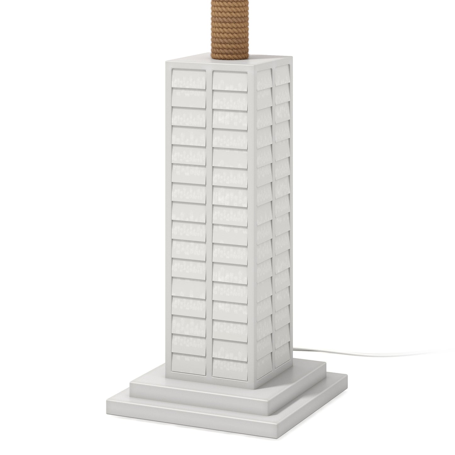 White Polyresin Floor Lamp With White Linen Shade By Homeroots | Floor Lamps | Modishstore - 1