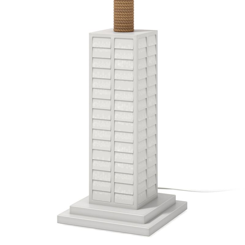 White Polyresin Floor Lamp With White Linen Shade By Homeroots | Floor Lamps | Modishstore - 1