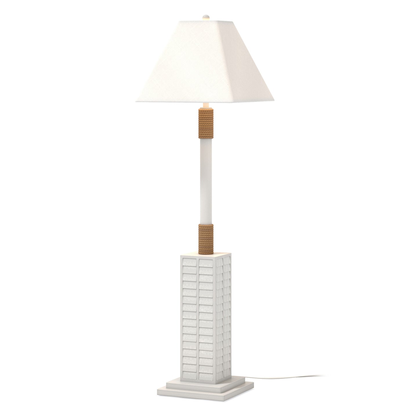 White Polyresin Floor Lamp With White Linen Shade By Homeroots | Floor Lamps | Modishstore - 2