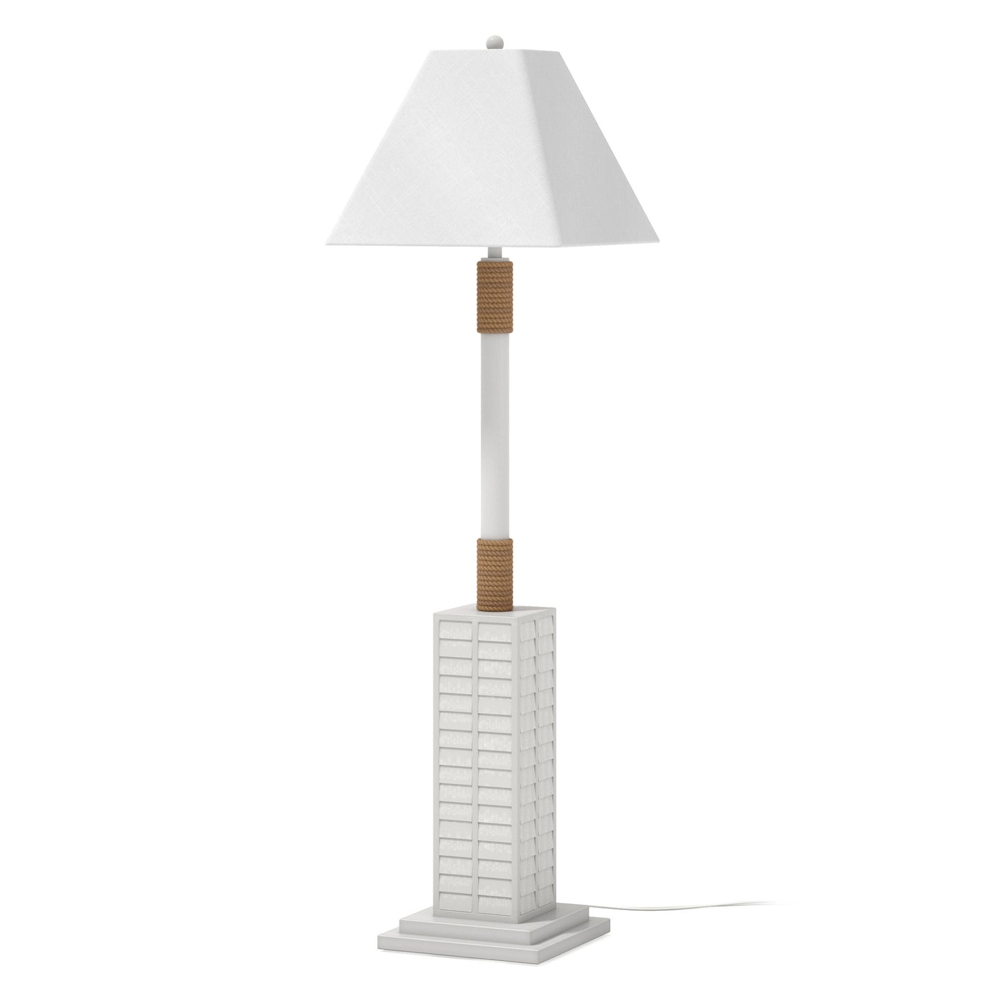 White Polyresin Floor Lamp With White Linen Shade By Homeroots | Floor Lamps | Modishstore - 4