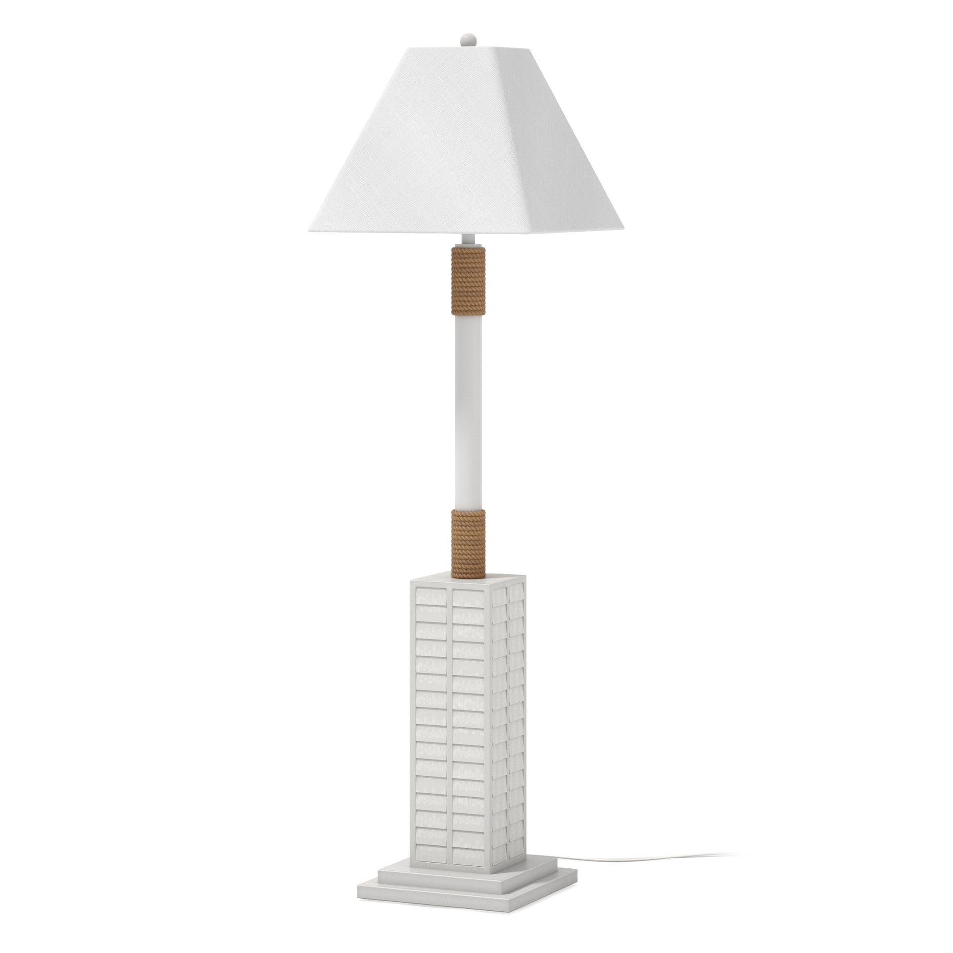 White Polyresin Floor Lamp With White Linen Shade By Homeroots | Floor Lamps | Modishstore - 4