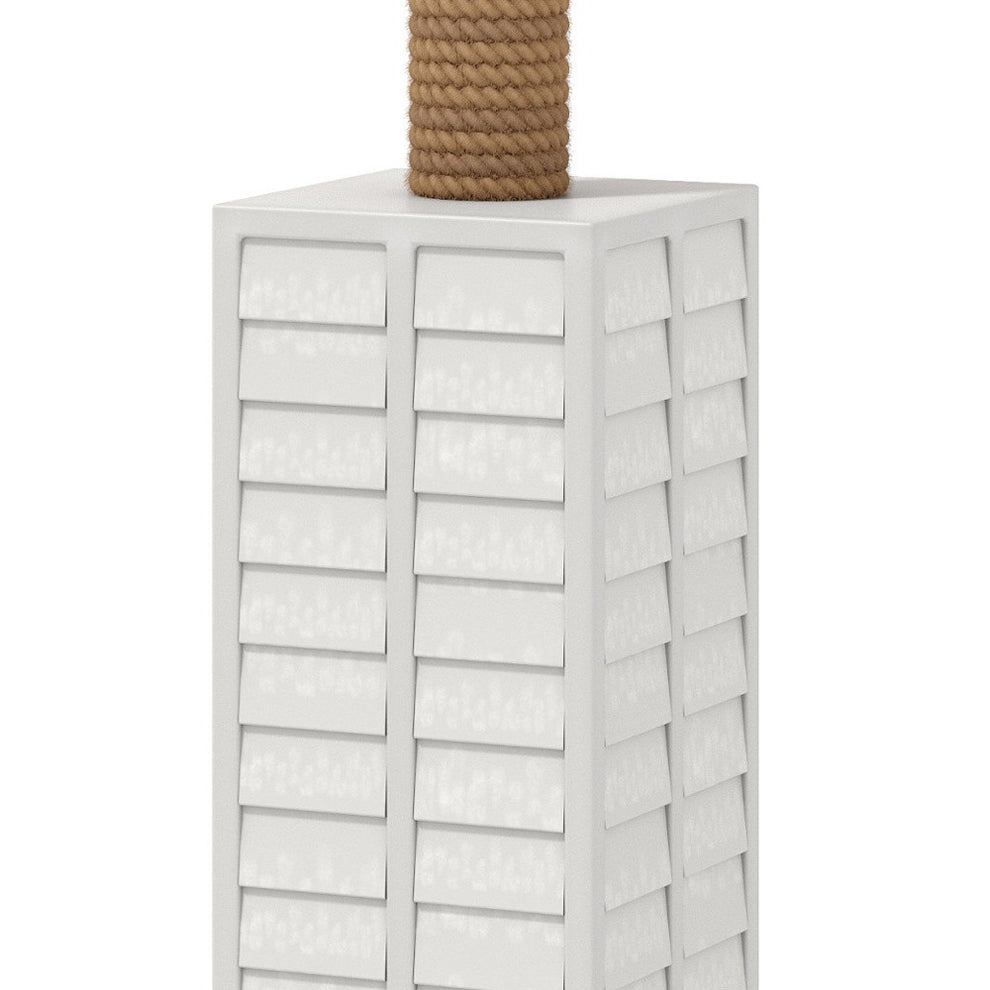 White Polyresin Floor Lamp With White Linen Shade By Homeroots | Floor Lamps | Modishstore - 6