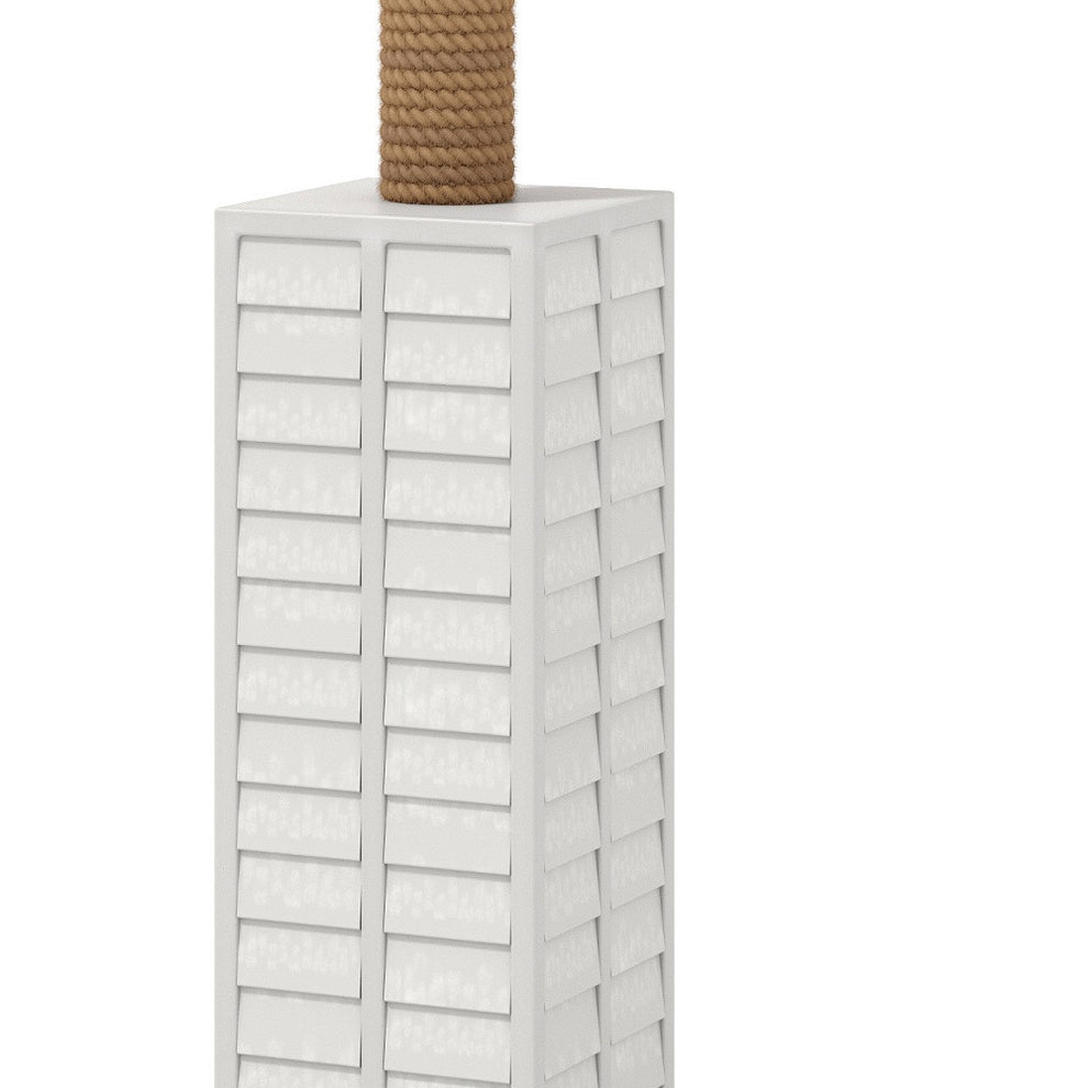 White Polyresin Floor Lamp With White Linen Shade By Homeroots | Floor Lamps | Modishstore - 5