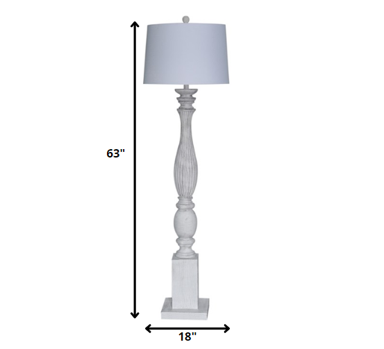 White Resin Floor Lamp With White Fabric Drum Shade By Homeroots | Floor Lamps | Modishstore - 6