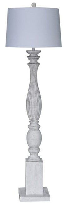 White Resin Floor Lamp With White Fabric Drum Shade By Homeroots | Floor Lamps | Modishstore - 1