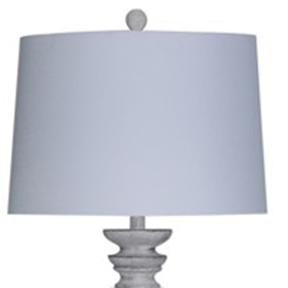 White Resin Floor Lamp With White Fabric Drum Shade By Homeroots | Floor Lamps | Modishstore - 2
